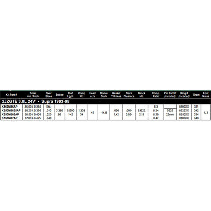 Wiseco Sport Compact -14.8cc Pistons | 1993-1998 Toyota Supra 2JZGTE (K550M)-Engine Internals & Assemblies-Wiseco-JDMuscle