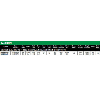 Wiseco Sport Compact Series 96.00mm Bore 8.8:1 CR Pistons | Multiple VQ35 Nissan/Infiniti Fitments (K605M96AP)-WIS K605M96AP-Engine Internals & Assemblies-Wiseco-JDMuscle