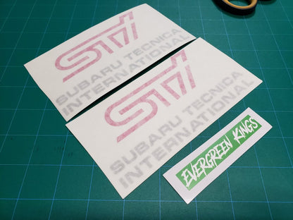 WRX STI Fog Light Cover Decals - Multiple Color Available - JDMuscleDecalsEGKSTIFOGCOV-1Pink STI + Silver